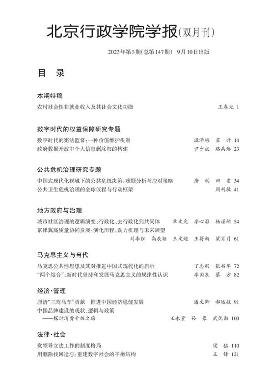 学报2023年第5期目录(微信）